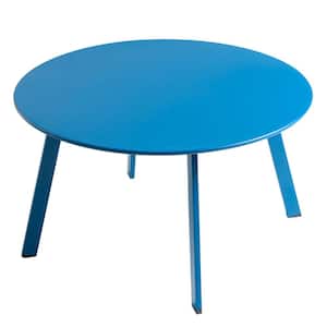Peacock Blue Round Steel Outdoor Coffee Table
