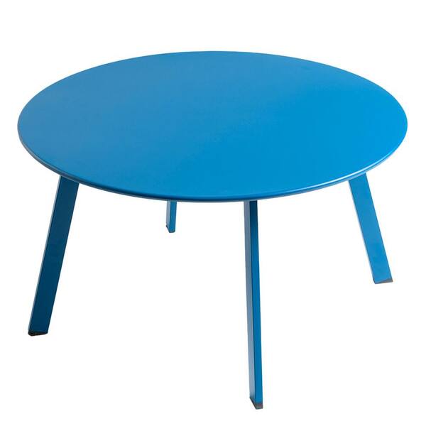DESwan Peacock Blue Round Steel Outdoor Coffee Table BSC-ZY010-PB - The ...