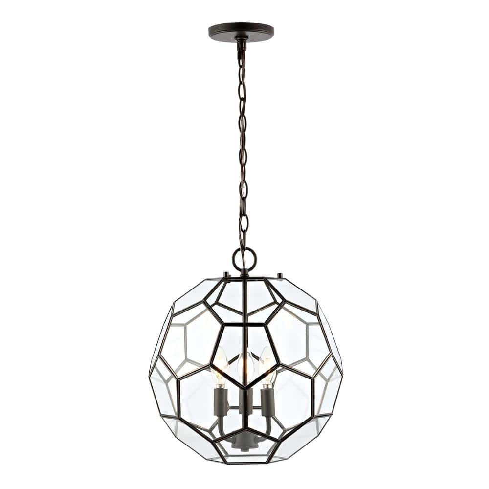 Bee 13.5" Oil Rubbed Bronze Hexagon Glass LED Pendant Light
