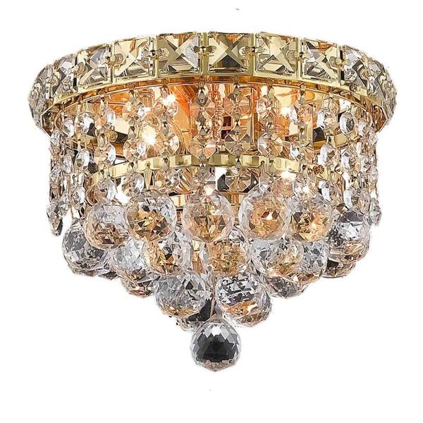 Elegant Lighting 2-Light Gold Flushmount with Clear Crystal