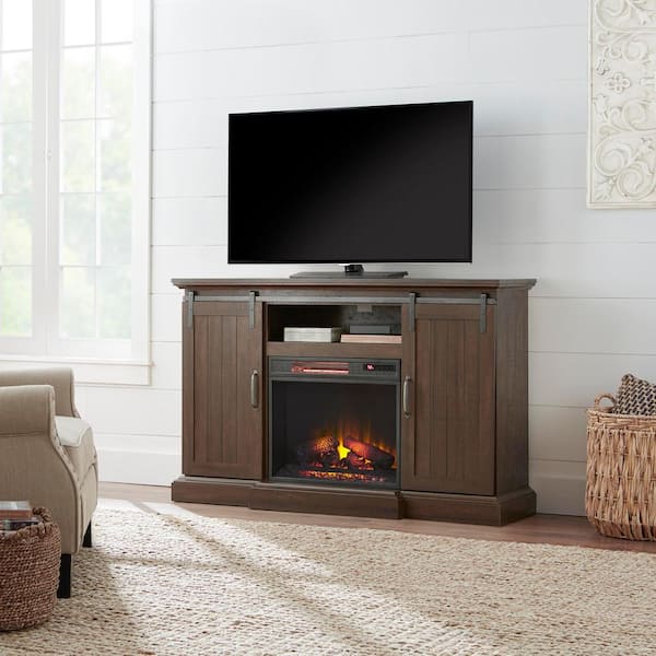 Home Decorators Collection Chastain 56, Walnut Console Electric Fireplace