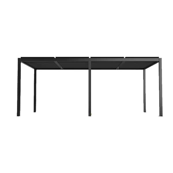 19 ft. x 10 ft. Black Aluminum Louver Pergola with 8640E Steel Louvers