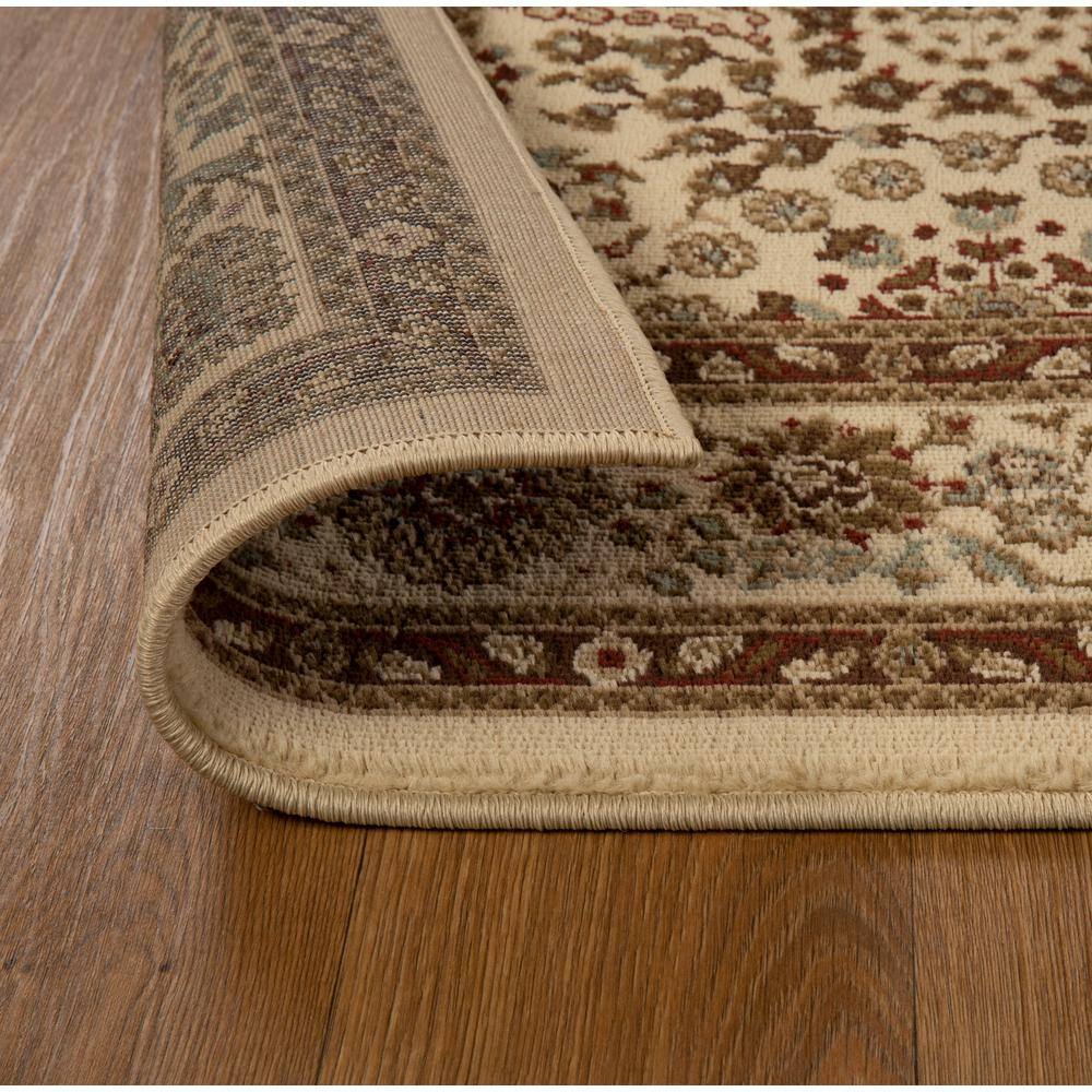 Taupe Oriental Floral Scroll Synthetic Area Rug, 7' x 9'