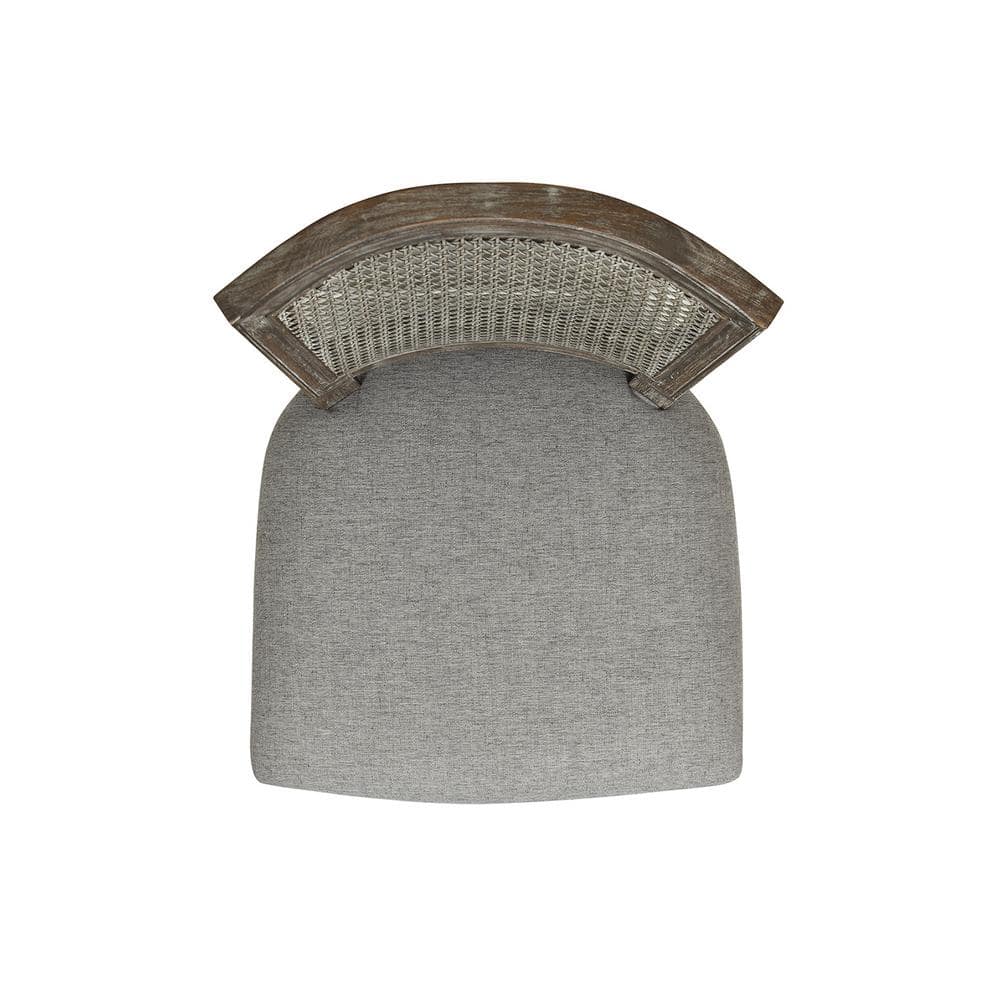 Triomphe Dark Heathered Grey Linen and Oak Wood Counter Stool