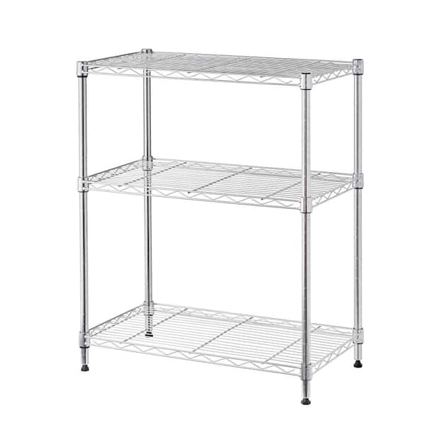 24 in. W 30 in. H 14 in. D Chrome Metal Wire Storage 3-Tier Shelving Unit