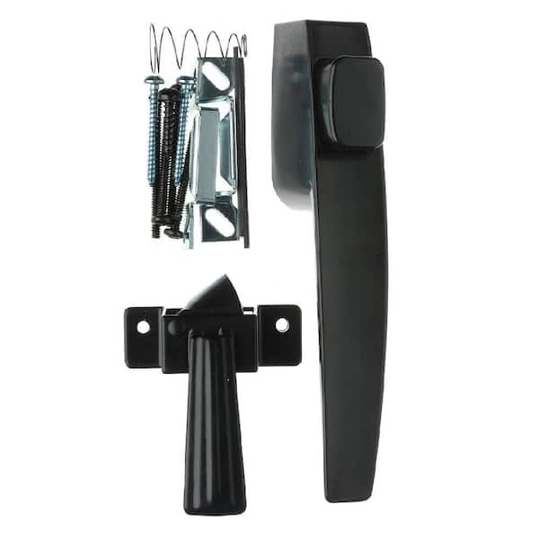 Free-Hanging Black Push Button Handle Door Latch