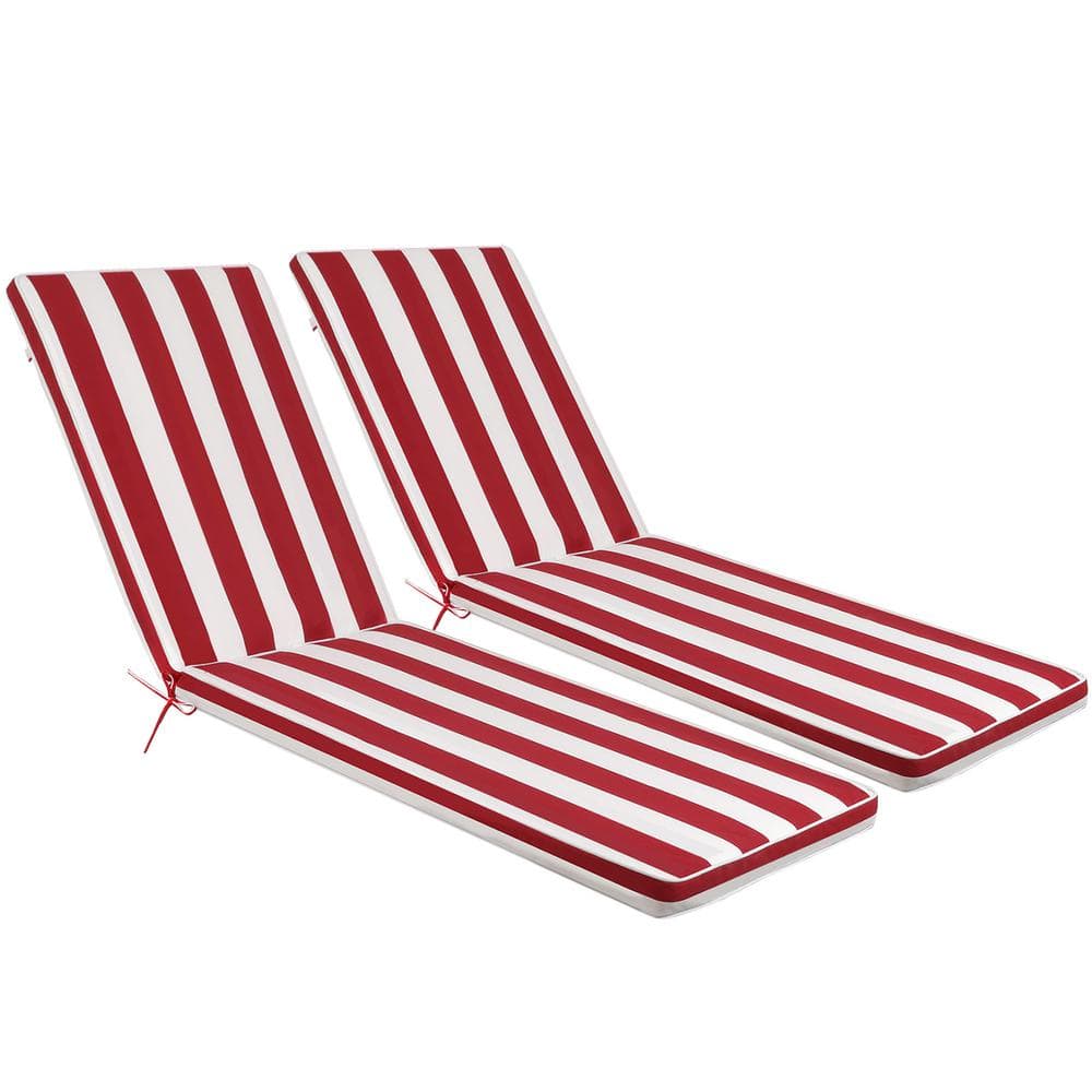 22.05 x 74.41 Replacement Outdoor Lounge Chair Cushion UV Resistant & Fade Resistant in Red White Stripes (2-Pack) price history on PriceWatchPro