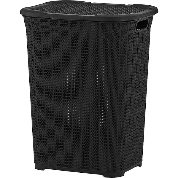 SUPERIO 50 l Black Plastic Knit Laundry Hamper 1077 The Home Depot
