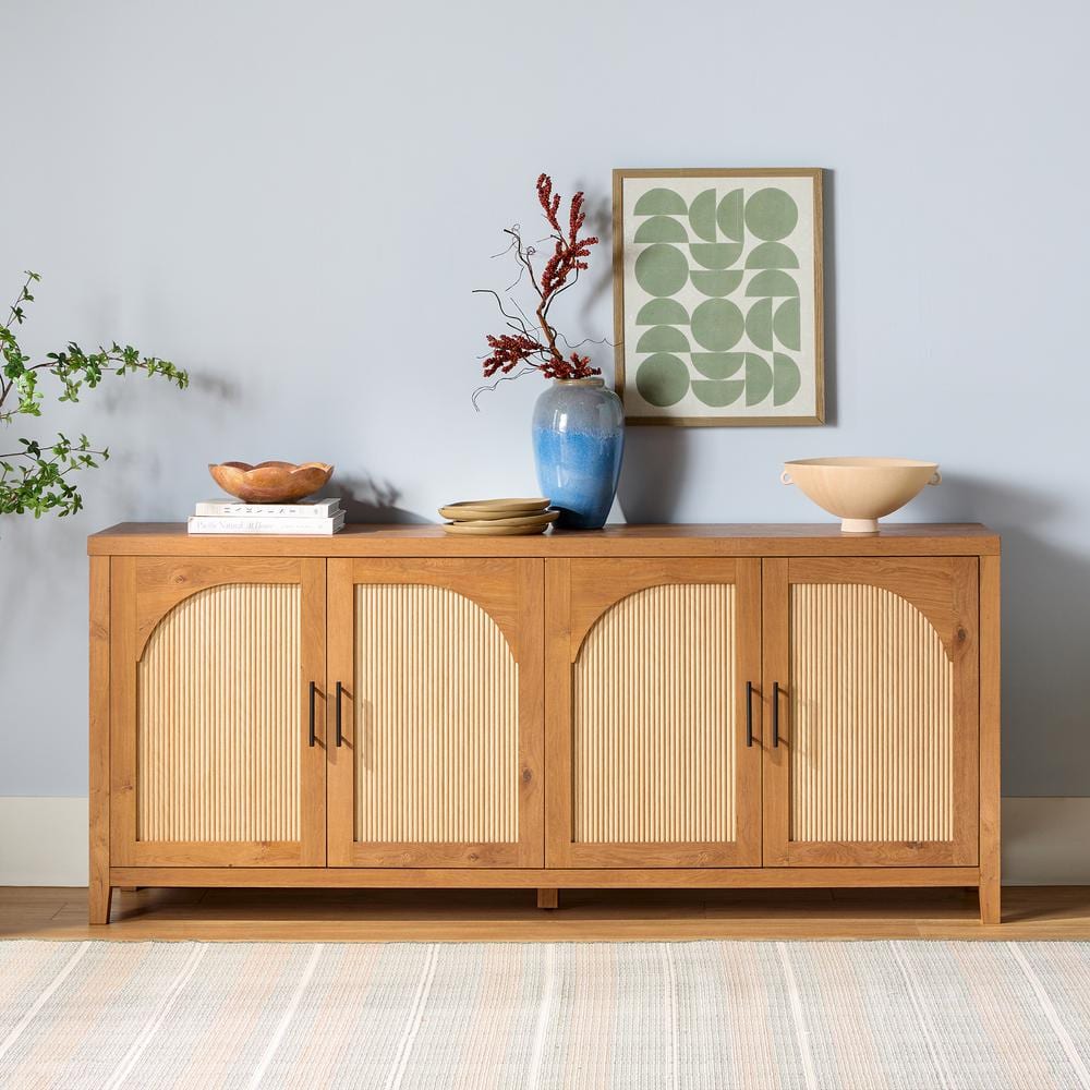 Walker Edison Furniture Company Modern English Oak MDF 70 in