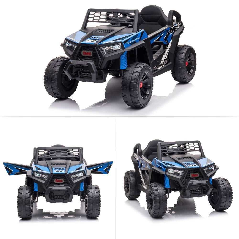 Black 12V Kids Ride-On UTV with LED Lights and Horn