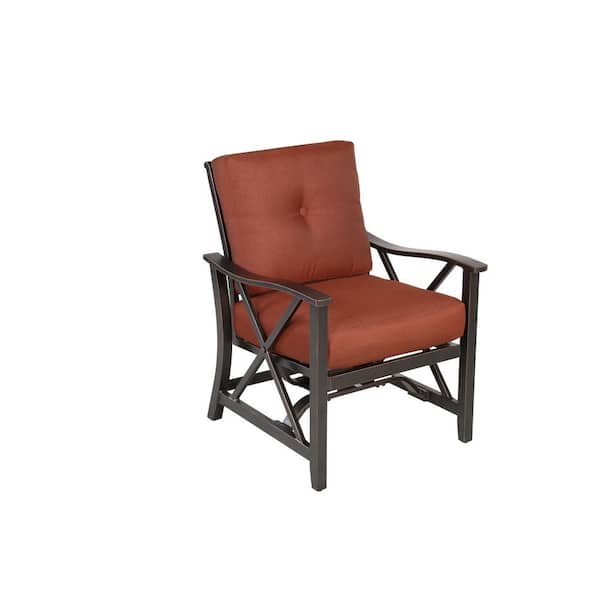 Clihome Aluminum Outdoor Dinning Chair with Red Cushions (2-Pack)