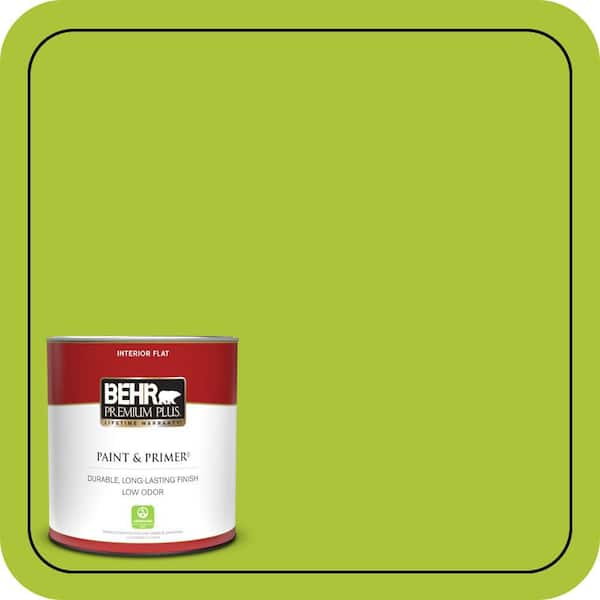 BEHR PREMIUM PLUS 1 qt. #410B-6 Crisp Green Flat Low Odor Interior Paint & Primer