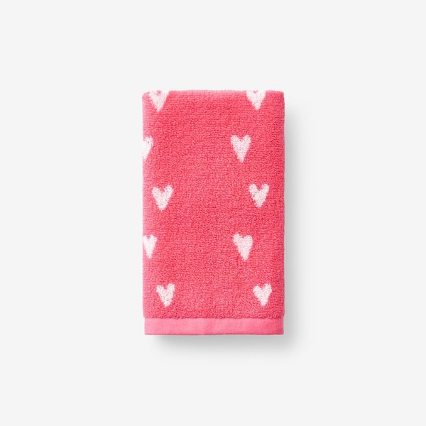 Company Kids by The Company Store Pink Cotton Company Kids Hearts Yarn-Dyed Single Hand Towel