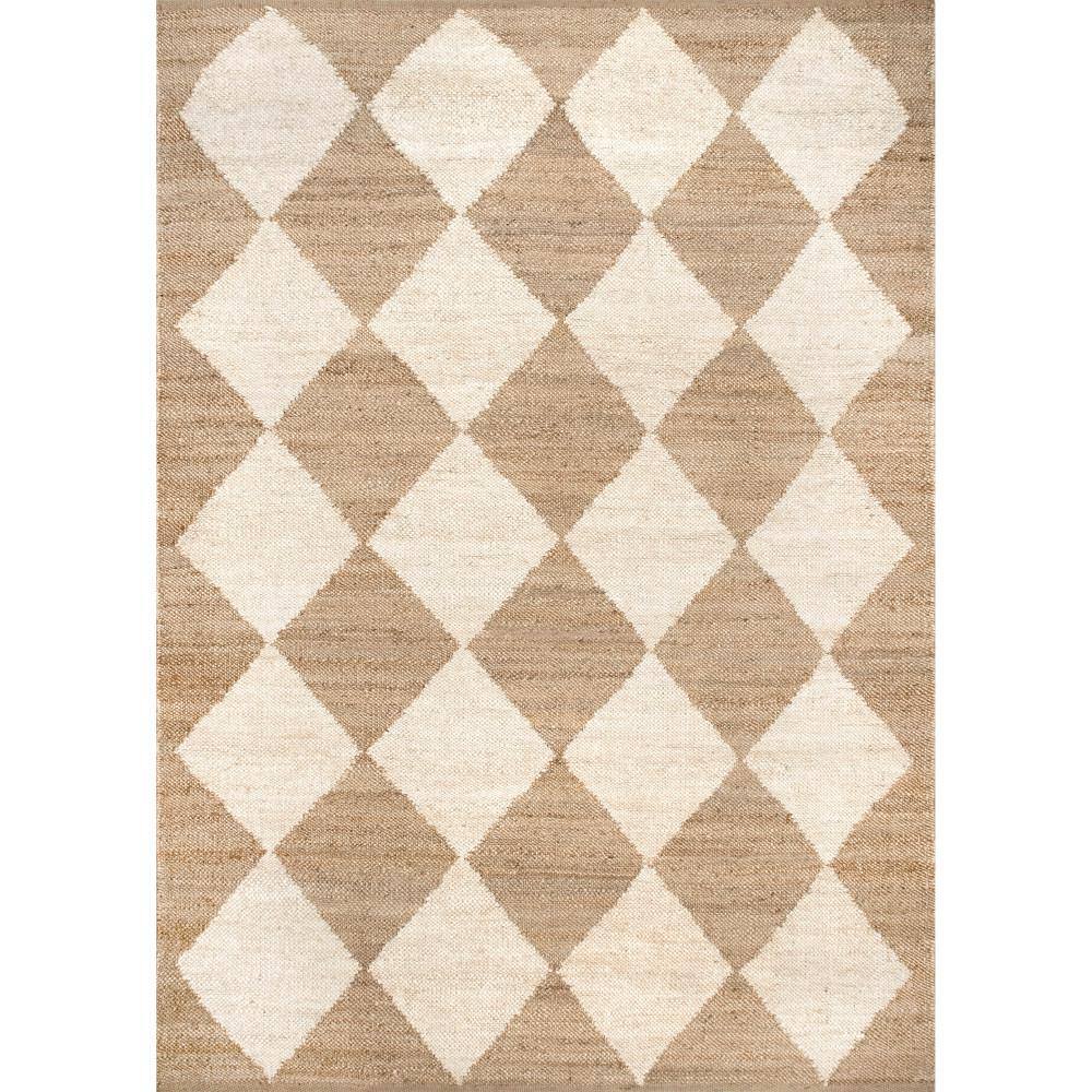 nuLOOM Maxwelle Flatweave Diamond Trellis Jute Natural 4 ft. x 6 ft