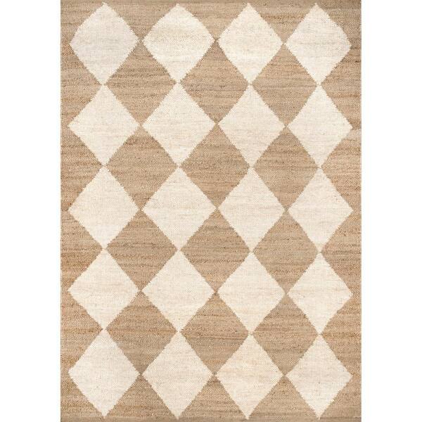 nuLOOM Maxwelle Flatweave Diamond Trellis Jute Natural 4 ft. x 6 ft