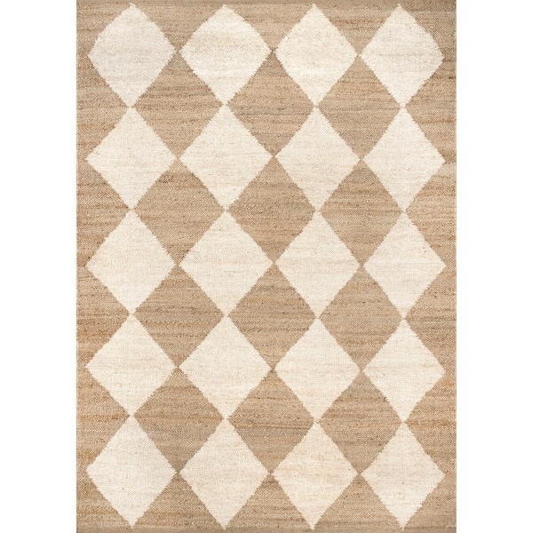 Louie Diamond Checkerboard Jute Natural 3 ft. x 5 ft. Area Rug