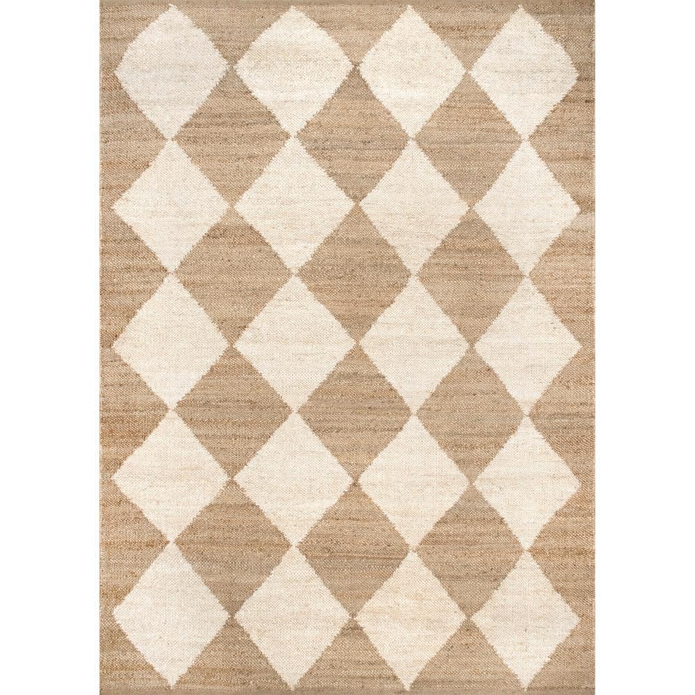 Louie Diamond Checkerboard Natural Jute 6' x 9' Area Rug