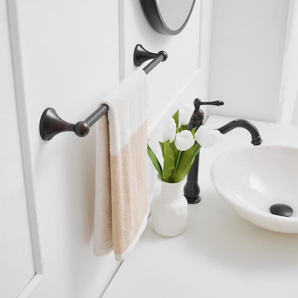 3-Piece Bath Hardware Set Accessories 18,24 in. Towel Bars and Toilet Paper Holder Towel Ring in Oil Rubbed Bronze