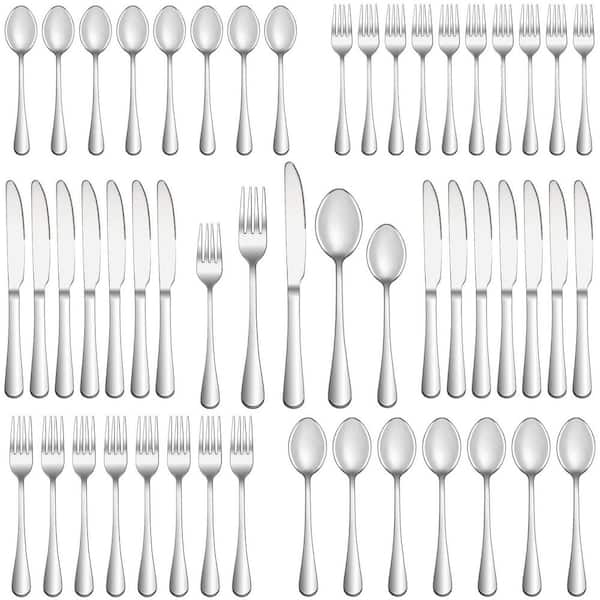 50-Piece Stainless Steel Silverware Set Service for 10, Mirror Polished Flatware, Fork Knife Spoon Set