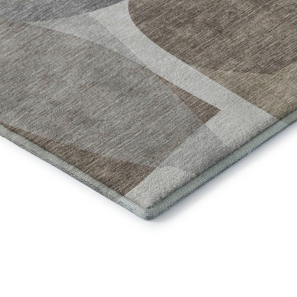 Mayfield Premium Machine Washable Abstract AMF2121 Taupe 2 ft. x 7 ft. Runner Rug