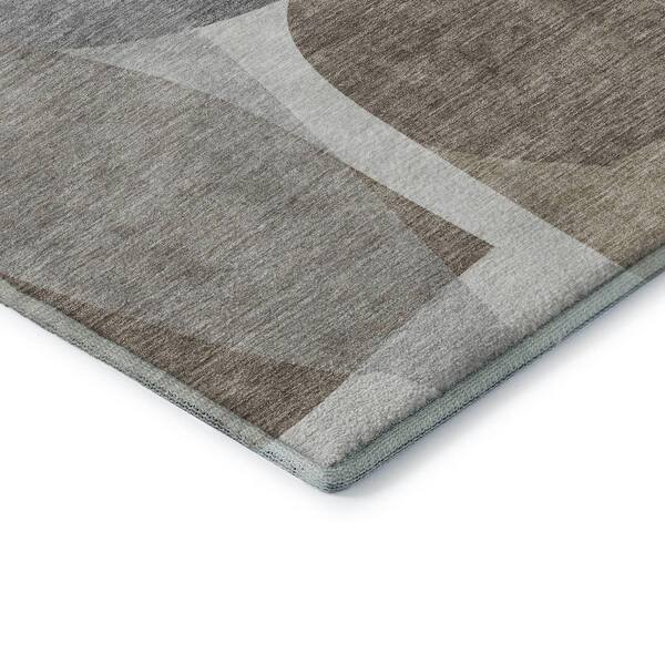 Mayfield Premium Machine Washable Abstract AMF2121 Taupe 9 ft. x 12 ft. Area Rug