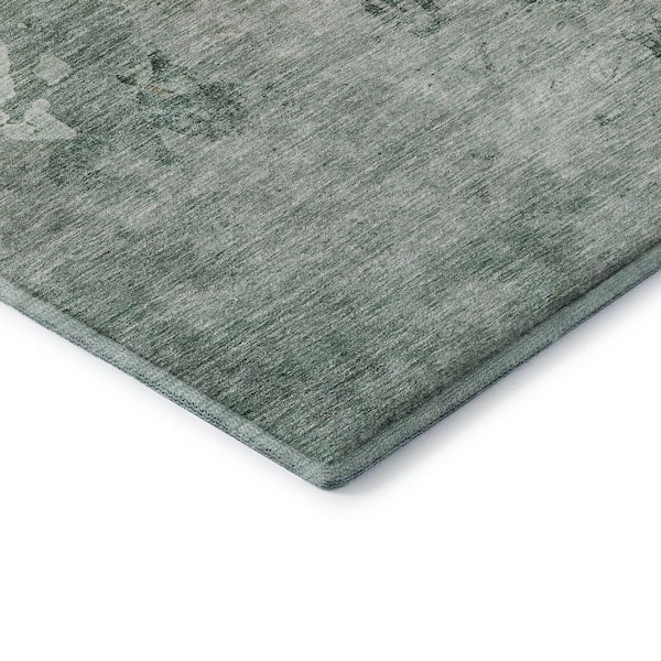 Mayfield Premium Machine Washable Abstract AMF1157 Seafoam 3 ft. x 5 ft. Area Rug