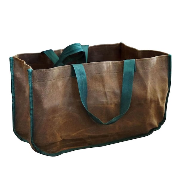 14 Gal. Waxed Canvas Firewood Carrier Bag-Heavy Duty Utility Tote Bag Fits 9-Logs