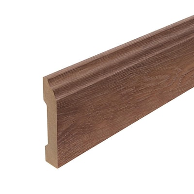 Hazelnut 0.62 in. T x 3.3 in. W x 94.5 in. L Textured Wood Look Laminate Moulding/Trim Base Molding
