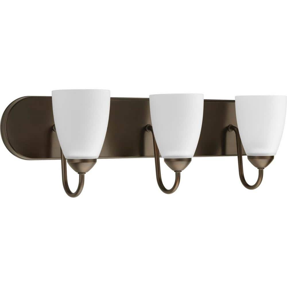 Bronze Elegance 3-Light Dimmable Vanity Sconce with Etched Glass Shades