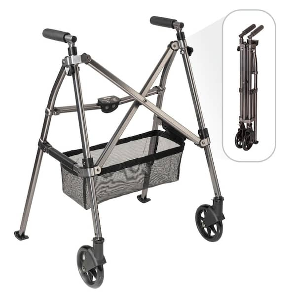 Stander Wonder Walker Plus, 2-Wheel Lightweight Folding Walker in Black Walnut