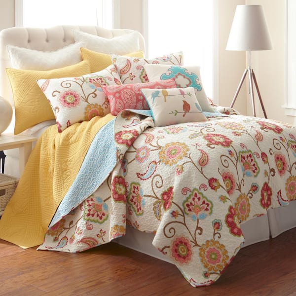 LEVTEX HOME Ashbury Spring 2-Piece Multi-color Floral Cotton Twin/Twin XL Quilt Set