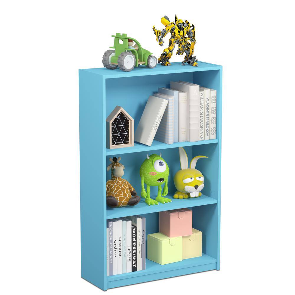 Light Blue Adjustable Kids' Wooden Tiered Toy Shelf