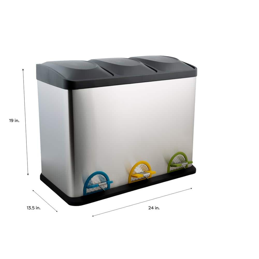 Stainless Steel 45 Liter Black Pedal Kitchen Recycling Bin