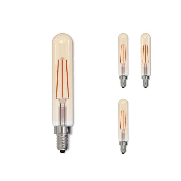 Bulbrite 40-Watt Equivalent Amber Light T8 (E12) Candelabra Screw Base Dimmable Antique LED Light Bulb (4 Pack)