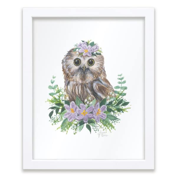 Unbranded Woodland Littles 1 "Owl" by Alyssa Lewis Individual White Framed Animal Art Print 20 in. x 16 in.