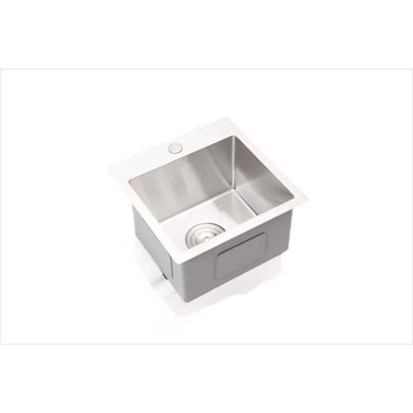 15 in. Drop-In Deep Single Bowl 16 Gauge Stainless Steel TopmountKitchen Sink with Accessories