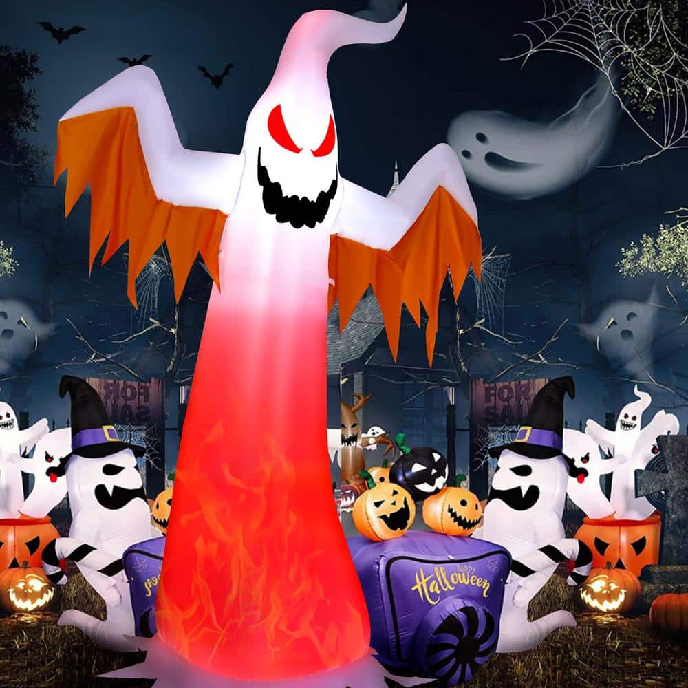 4ft Gonflable Halloween Chasse Fantôme Blow Up Yard Décoration Dégagement  avec Led Lumières Intégrées (blanc)1pcs