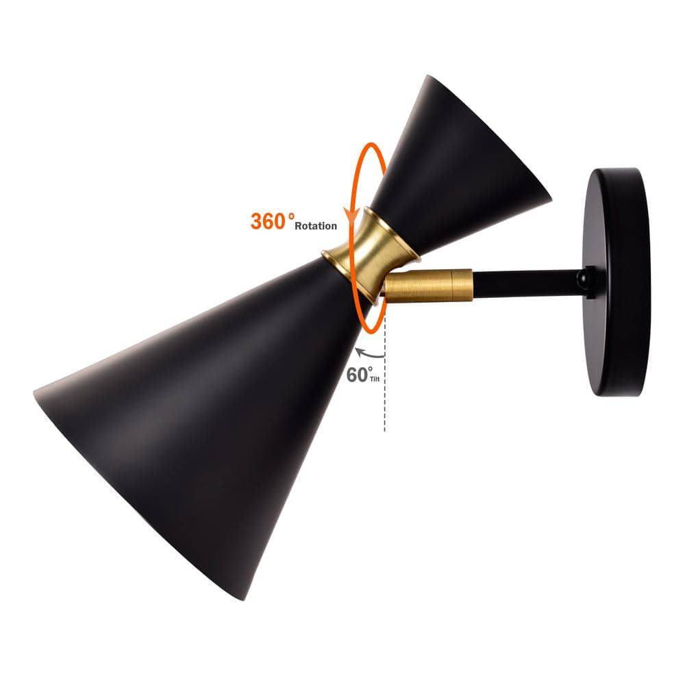 Asymmetric Hourglass Black and Brass Wall Sconce