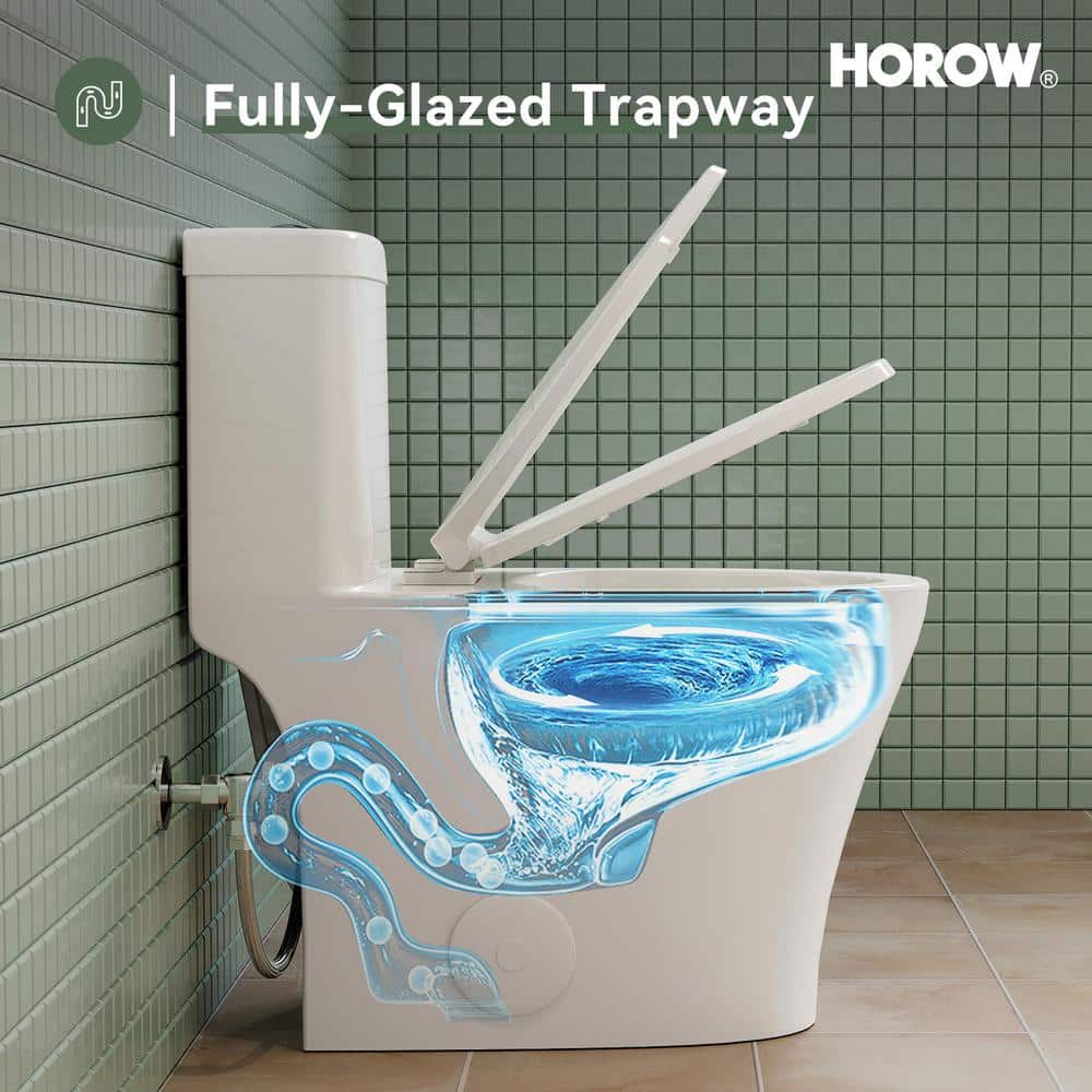 White Elongated Dual Flush High Efficiency One-Piece Toilet