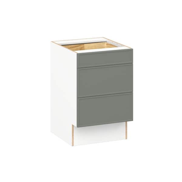Fairview 21 in. W x 24 in. D x 32.5 in. H Assembled Slim Shaker Accessible ADA Drawer Base Kitchen Cabinet in Moss Green