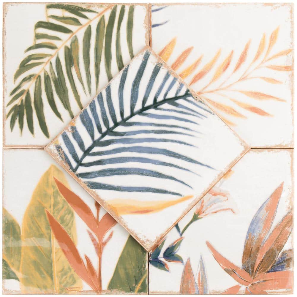 Sonata Decor 8" x 8" Multicolor Ceramic Wall Tile