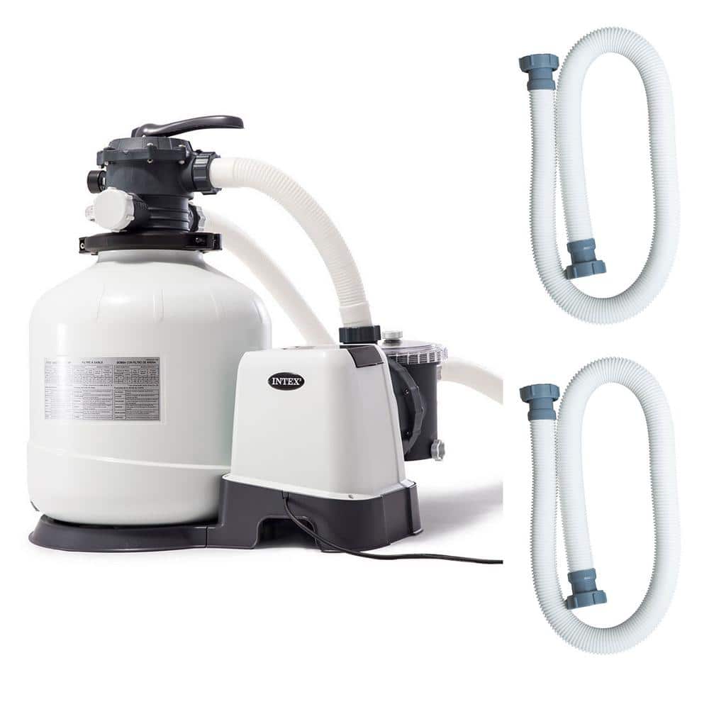 Intex 2.5 sq. ft Filtration Area 3000 GPH Above Ground Pool Sand Filter Pump with 1.5 in. Pump Hose (2-Pack)