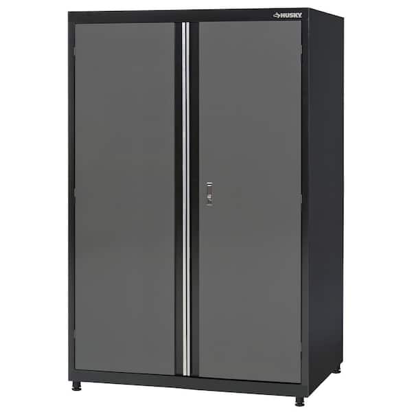 Regular Duty 46 in. W x 72 in. H x 24 in. D 4-Shelf 22-Gauge Steel Freestanding Garage Storage Cabinet in Black and Gray