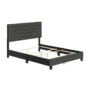Cordoba Upholstered Linen Platform Bed, Queen, Black