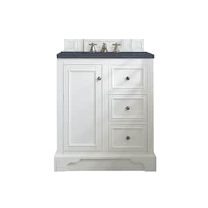 De Soto 30 in. Single Vanity in Bright White with Quartz Vanity Top in Charcoal Soapstone with White Basin