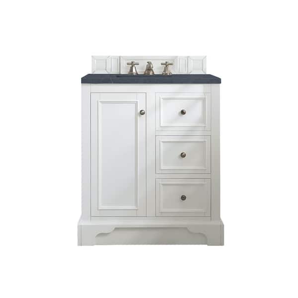 James Martin Vanities De Soto 31.3 in. W x 23.5 in.D x 36.3 in. H Single Vanity in Bright White with Quartz Top in Charcoal Soapstone