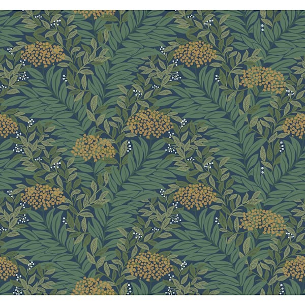 RIFLE PAPER CO. Highgrove Navy Blue Metallic Non-Pasted Wallpaper