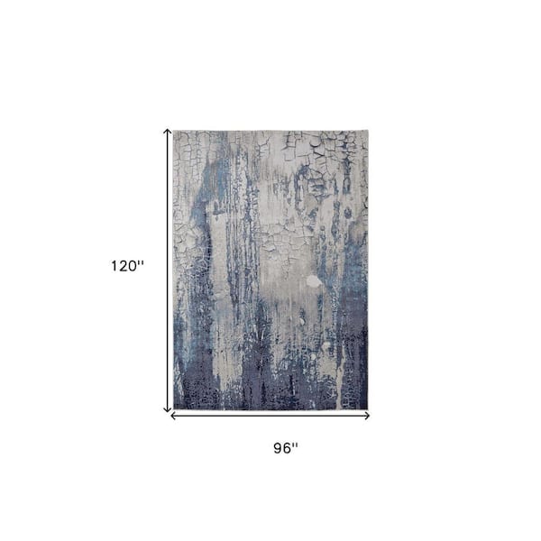 8 ft. x 10 ft. Ivory and Blue Abstract Area Rug