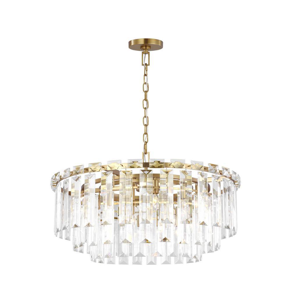 Elegant Burnished Brass and Crystal 16-Light Chandelier
