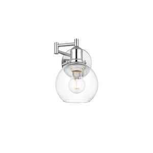 Simply Living 6 in. 1-Light Modern Chrome Vanity Light with Clear Round Shade